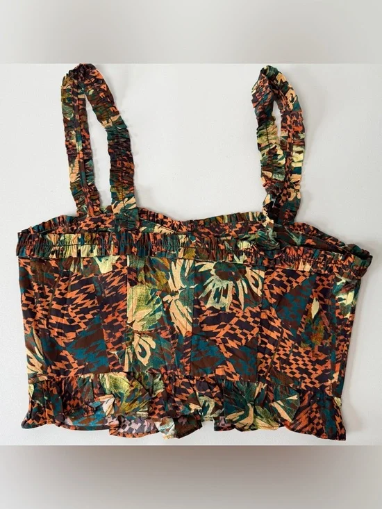 Ulla Johnson Alexandra Cropped Printed Cotton Poplin Top Women size S/M Corset - Picture 5 of 10